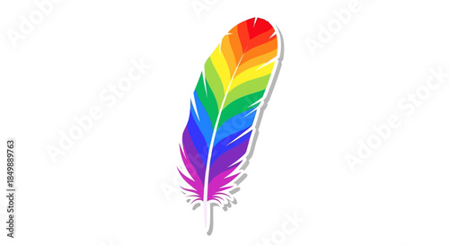 Vibrant rainbow hued plume illustration against plain background showcasing digital art creation