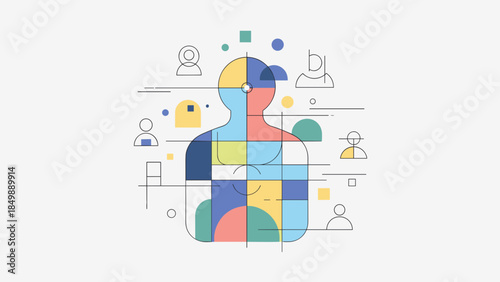 Colorful Abstract Human Head Profile Illustration.