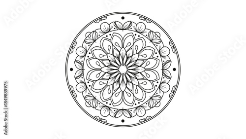 Intricate Black and White Mandala Design.