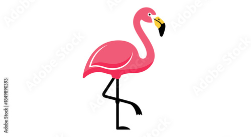 Stylized flamingo illustration standing on one leg a vector design element with vibrant color