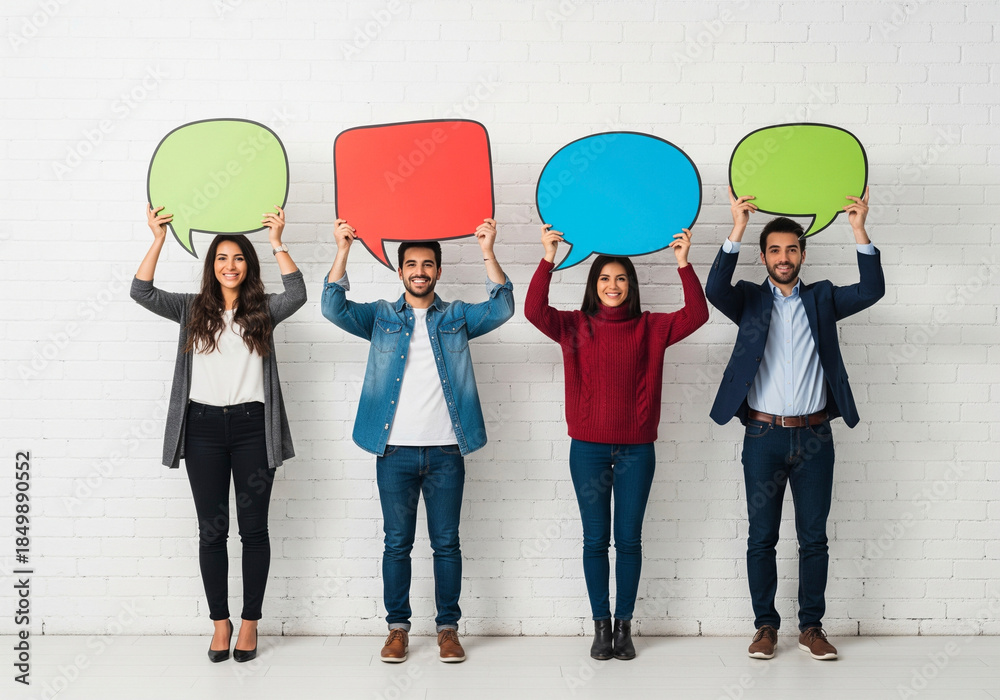 Naklejka premium Diverse People Speech Bubbles