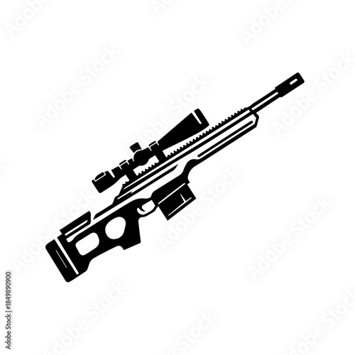 "Tactical Sniper Rifle Vector Graphic - Modern Military Long-Range Weapon"