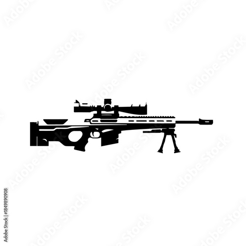 "Sniper Rifle Vector Illustration - Modern Tactical Military Weapon"