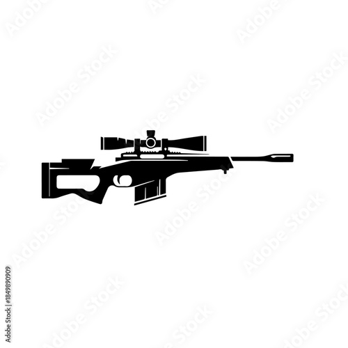 "Modern Sniper Rifle Vector Illustration - Tactical Military Long-Range Gun"