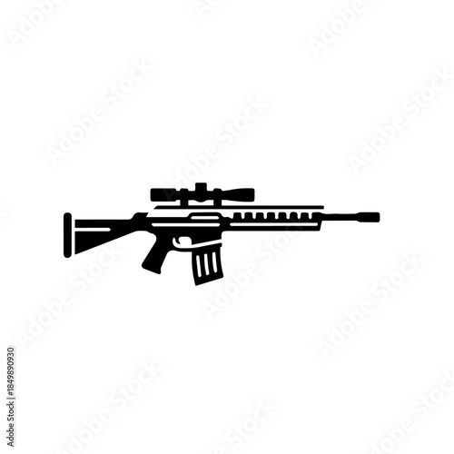 "Tactical Sniper Rifle Vector - Modern Military Long-Range Gun Illustration"