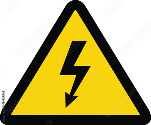 High voltage warning sign with lightning bolt symbol