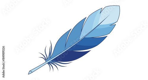 Ethereal blue feather illustration with delicate barbs conveying lightness and airiness