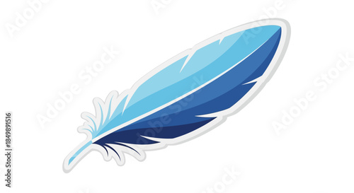Stylish blue feather vector illustration with elegant design on white background