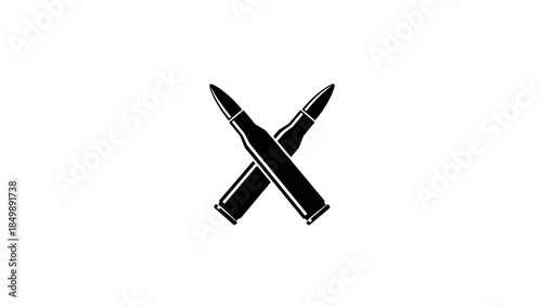 Crossed Black Bullets on White Background.