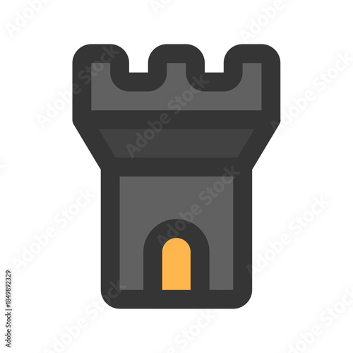 castle tower flat line icon