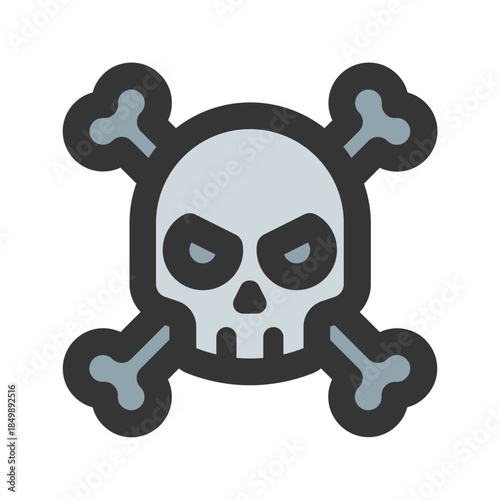 skull flat line icon