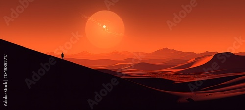 silhouette of desert , ai generative photo