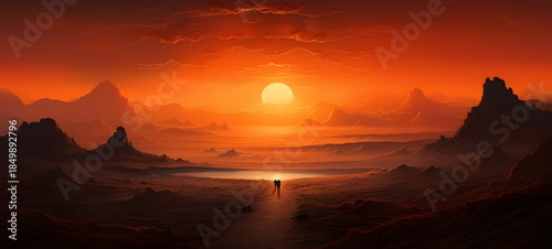 silhouette of desert , ai generative photo