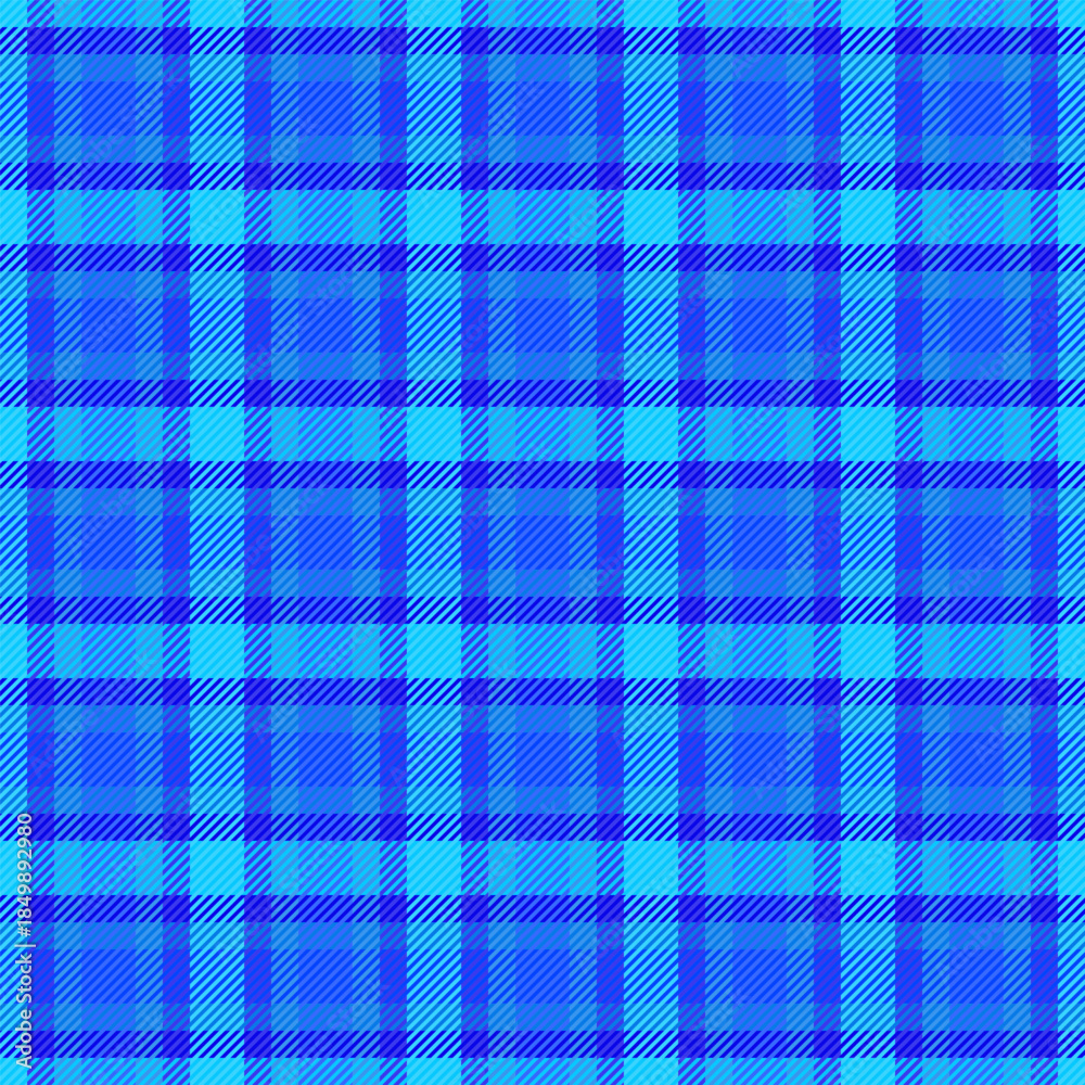Fototapeta premium Tablecloth fabric check background, father pattern textile tartan. Vivid texture seamless vector plaid in bright and cyan colors.