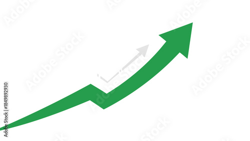 Green vector arrow pointing up symbolizing financial growth and success