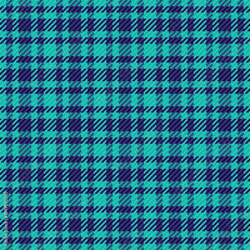 Machinery pattern texture tartan, seventies vector seamless background. Front textile check plaid fabric in teal and indigo colors.