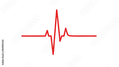Simple red cardiogram heartbeat line icon