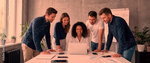 Group of people working together in an office setting