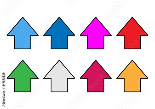 Colección de flechas de colores apuntando hacia arriba 