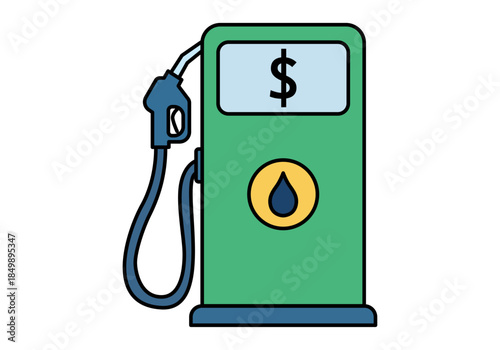 Surtidor de gasolina verde con signo de dólar