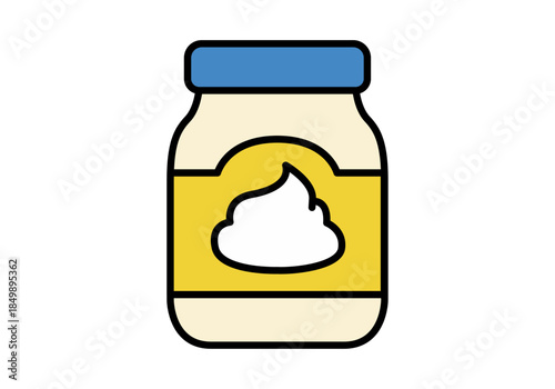 Icono de tarro de mayonesa o aderezo cremoso con tapa azul