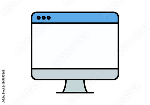 Icono de monitor de computadora de escritorio con pantalla en blanco