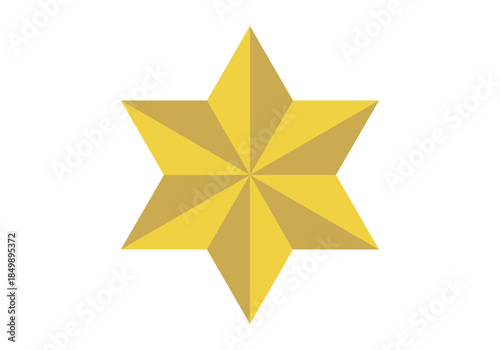 Estrella dorada de seis puntas con sombras