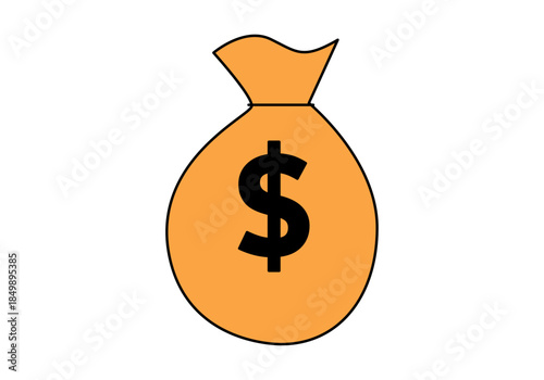 Icono de bolsa de dinero con símbolo de dólar para conceptos financieros