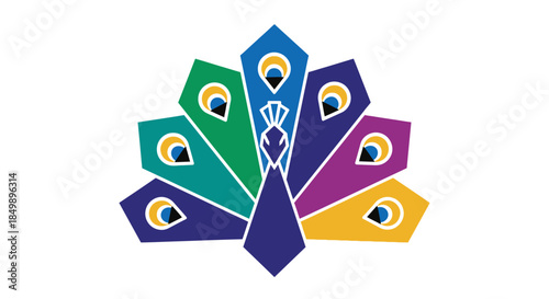 Creative and colorful peacock graphic design with vibrant feathers for artistic projects
