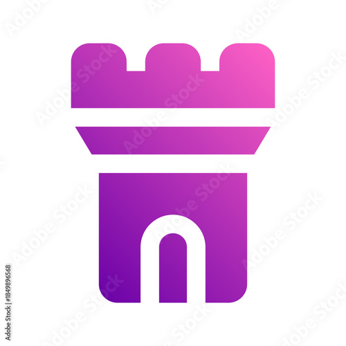 castle tower glyph gradient icon