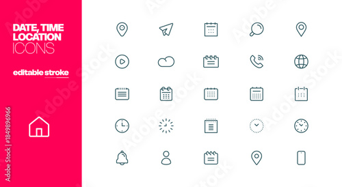 Fotografie Date, Tme, and Location Icons