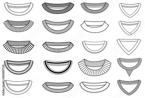 Neckline Collar Vector Set Fashion Collar Design Templates