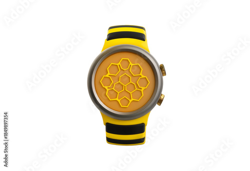 Bee-Themed Smartwatch with Honeycomb Display