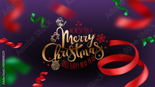 We wish you a Merry Christmas and Happy New 2026 Year. Vector illustration