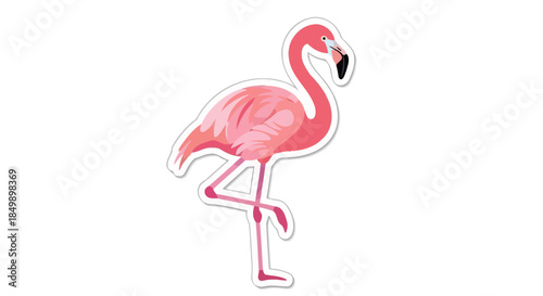Cartoon Flamingo Illustration with Pink Feathers and Playful Pose