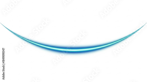 A vibrant blue and cyan light trail gracefully curving across a clean white background
