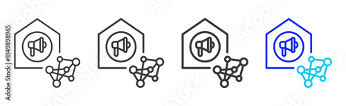 Communication hub icon set collection in creative outline style for business featuring multiple thickness variations suitable for branding design governance compliance