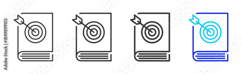 Knowledge Goals icon set collection in creative outline style for business featuring multiple thickness variations suitable for branding design governance compliance