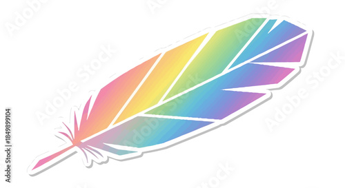 Colorful and vibrant feather illustration showcasing a rainbow spectrum of hues and intricate