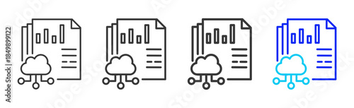 Cloud Governance icon set collection in creative outline style for business featuring multiple thickness variations suitable for branding design governance compliance