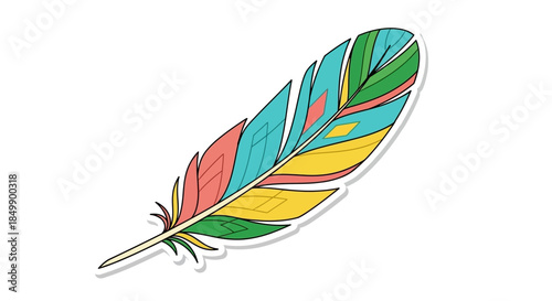 Colorful Illustration of a Quill Feather with Vibrant Multiple Colors and a Modern Artistic Style
