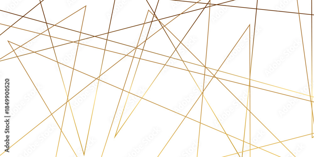 Obraz premium Abstract geometric gold line pattern on white background with thin intersecting metallic strokes, chaotic stripe texture, and modern luxury minimalist vector design