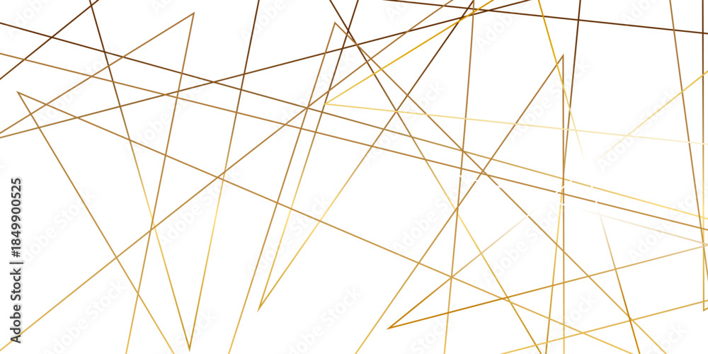 Fototapeta premium Abstract geometric gold line pattern on white background with thin intersecting metallic strokes, chaotic stripe texture, and modern luxury minimalist vector design