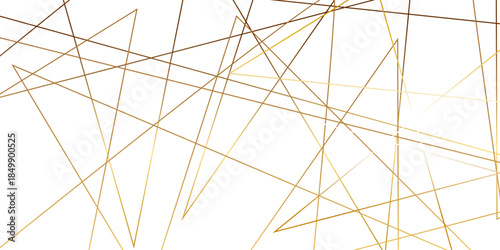 Abstract geometric gold line pattern on white background with thin intersecting metallic strokes, chaotic stripe texture, and modern luxury minimalist vector design