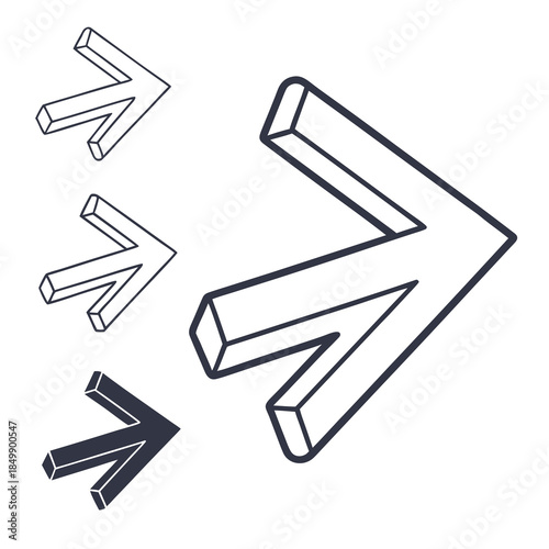 Set of arrow symbols in 3d style