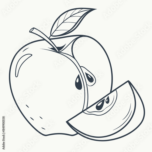 Whimsical apple with a slice