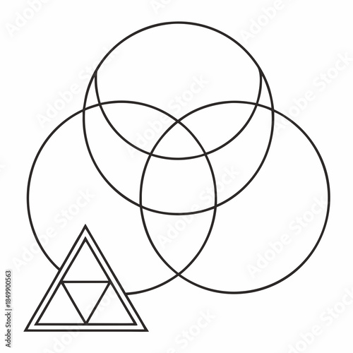 Intersecting circles with triangle symbol