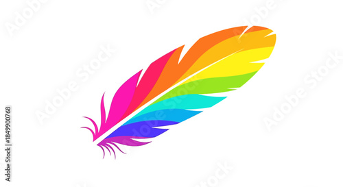 Colorful Rainbow Feather Illustration Depicting Vibrant and Artistic Design for Creative Projects