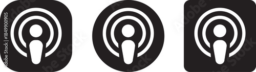 Apple Podcast App Icon in Gradient Purple. Flat logo options for audio streaming, mobile interface, and media branding design. digital editorial social media icon vector. A collection of podcast icons