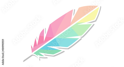 Colorful stylized feather illustration with layered pastel shades for creative design projects